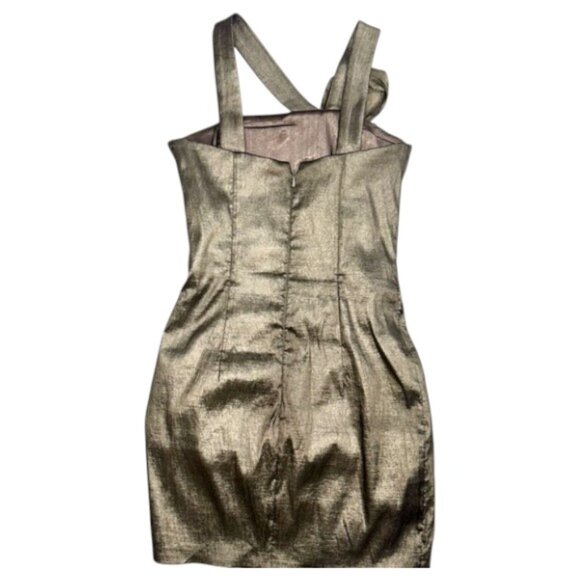 Jessica McClintock Metallic Ruched Designer Party Cocktail Mini Dress NYE 4 - Picture 5 of 11